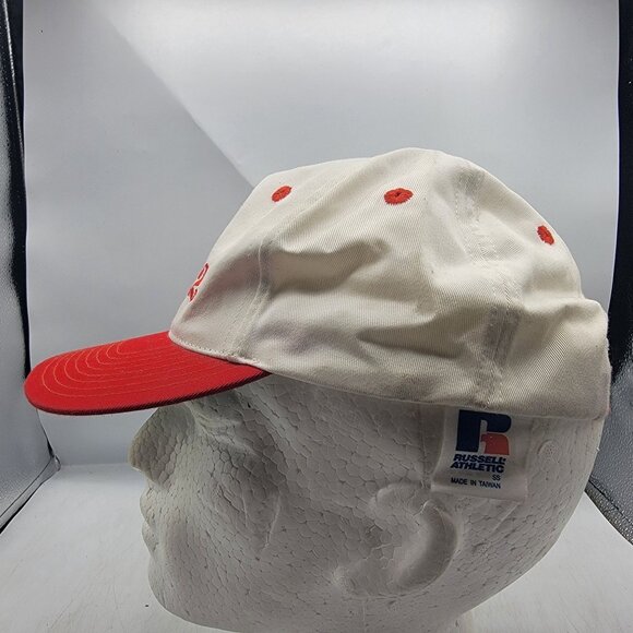Russell Athletic Bell 222 Snapback Cap Red White Hat Casual Outdoors Adjustable - Picture 2 of 9